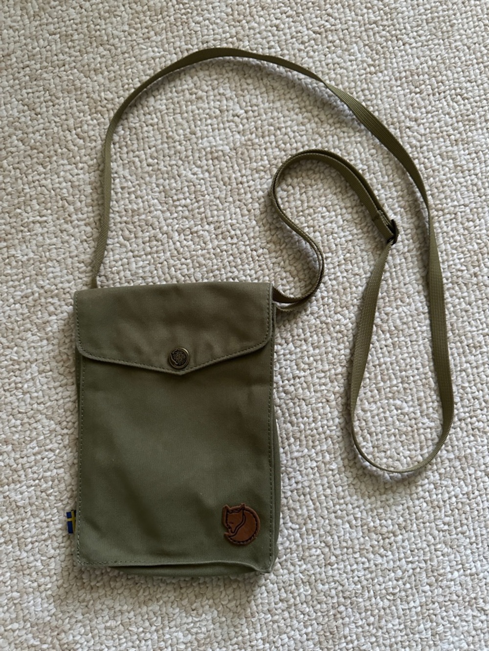 Fjallraven Olive Green Canvas Pocket Crossbody Bag